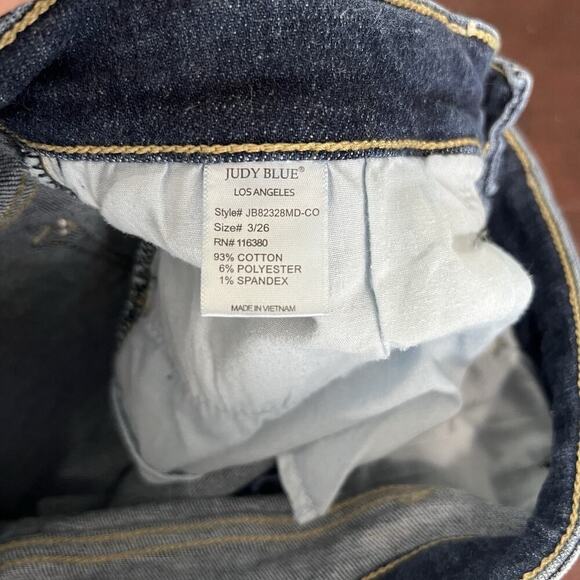Judy Blue Jeans High Rise Boyfriend Fit Distressed Dark Wash JB82328MD Size 3/26 - Picture 9 of 9